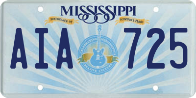 MS license plate AIA725
