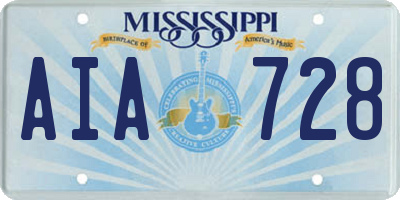 MS license plate AIA728