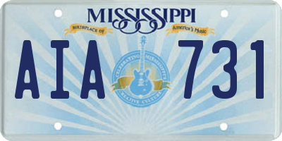 MS license plate AIA731