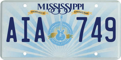 MS license plate AIA749