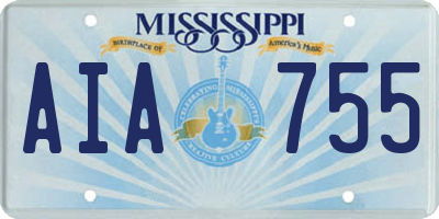 MS license plate AIA755