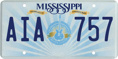 MS license plate AIA757