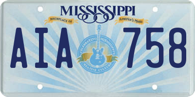 MS license plate AIA758