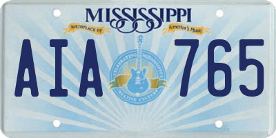 MS license plate AIA765