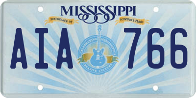 MS license plate AIA766