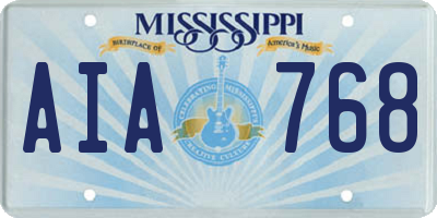 MS license plate AIA768