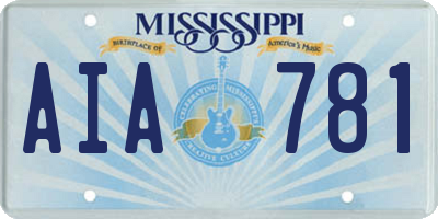 MS license plate AIA781