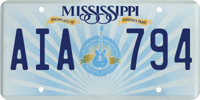 MS license plate AIA794