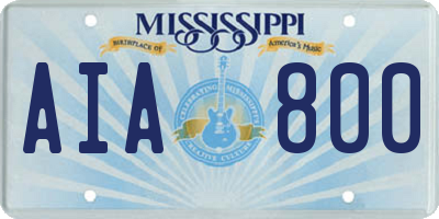 MS license plate AIA800
