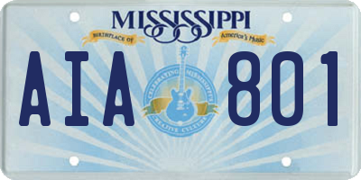 MS license plate AIA801