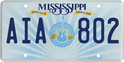 MS license plate AIA802