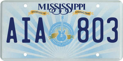 MS license plate AIA803