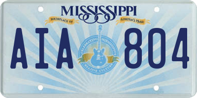 MS license plate AIA804