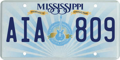 MS license plate AIA809