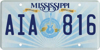 MS license plate AIA816