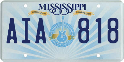 MS license plate AIA818