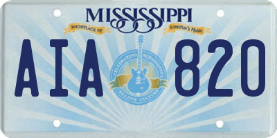 MS license plate AIA820