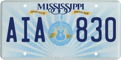 MS license plate AIA830