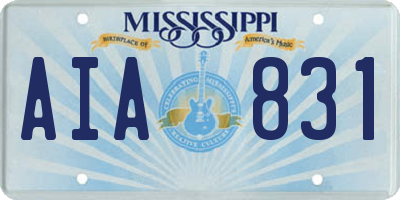 MS license plate AIA831