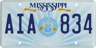 MS license plate AIA834