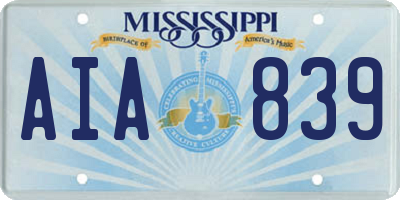 MS license plate AIA839