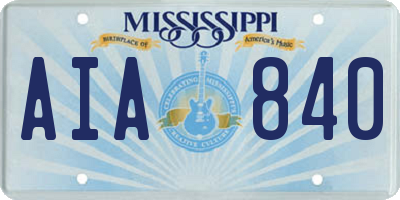 MS license plate AIA840