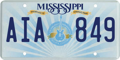 MS license plate AIA849