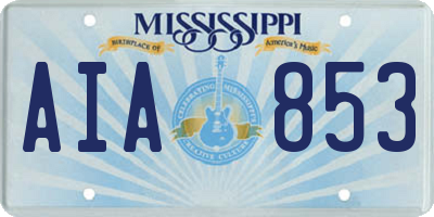 MS license plate AIA853