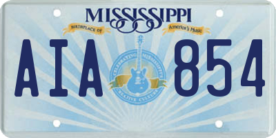 MS license plate AIA854