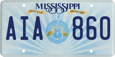 MS license plate AIA860