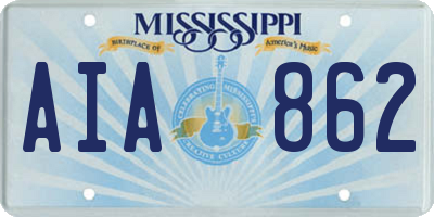 MS license plate AIA862