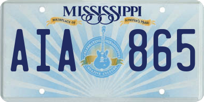 MS license plate AIA865