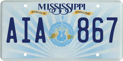 MS license plate AIA867