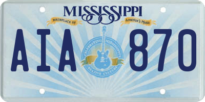 MS license plate AIA870