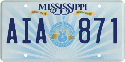 MS license plate AIA871