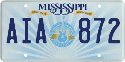 MS license plate AIA872