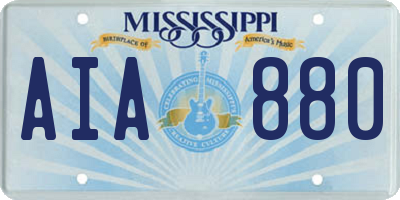 MS license plate AIA880