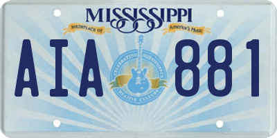 MS license plate AIA881
