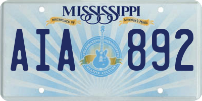 MS license plate AIA892