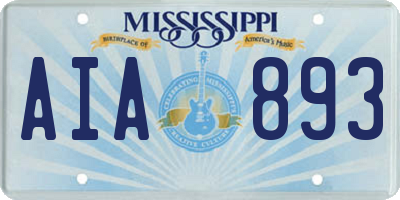 MS license plate AIA893