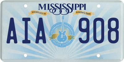 MS license plate AIA908