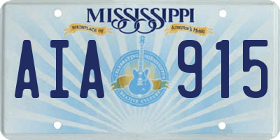 MS license plate AIA915
