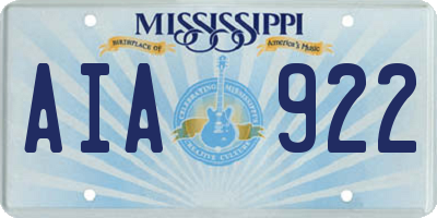 MS license plate AIA922