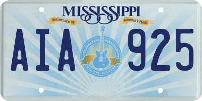 MS license plate AIA925