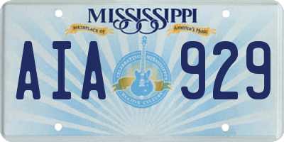 MS license plate AIA929