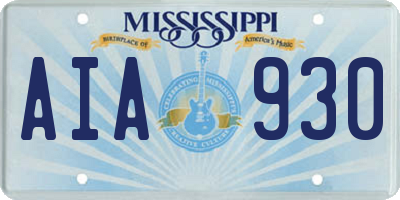 MS license plate AIA930