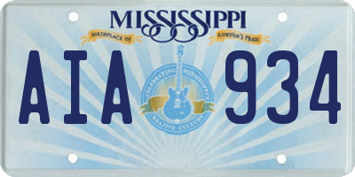 MS license plate AIA934
