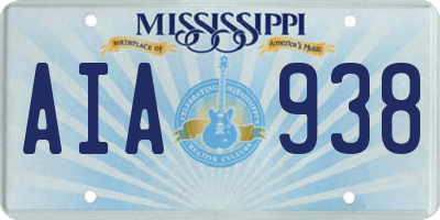 MS license plate AIA938