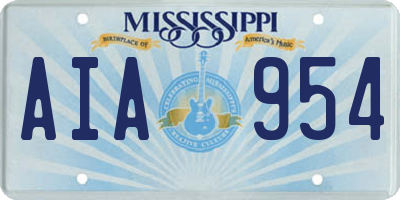 MS license plate AIA954