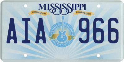 MS license plate AIA966